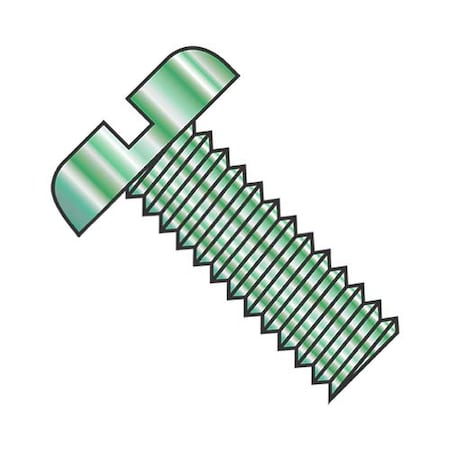 Usa Industrials #10-32 x 1/4 in Slotted Pan Machine Screw, Green Zinc Steel BULK-SCRW-6677